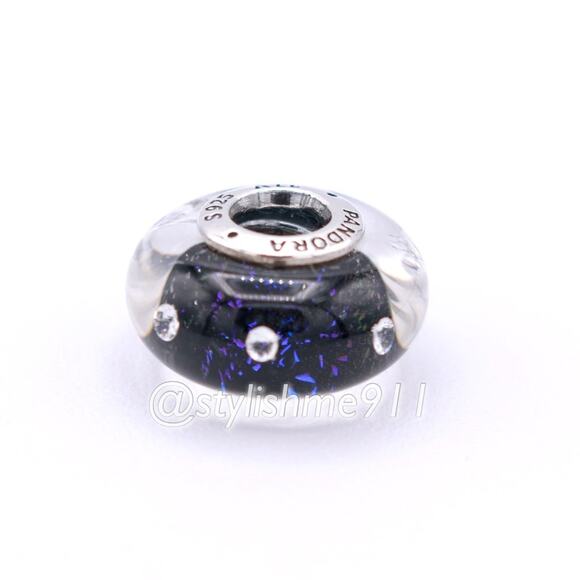 Authentic PANDORA Retired Midnight Blue Effervescence Glass Charm - 791627CZ - Picture 7 of 9